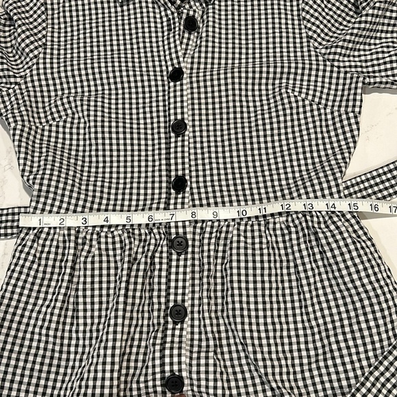 Dex M Gingham Plaid Mini Dress Button Down Belted Short Sleeves - Picture 8 of 12